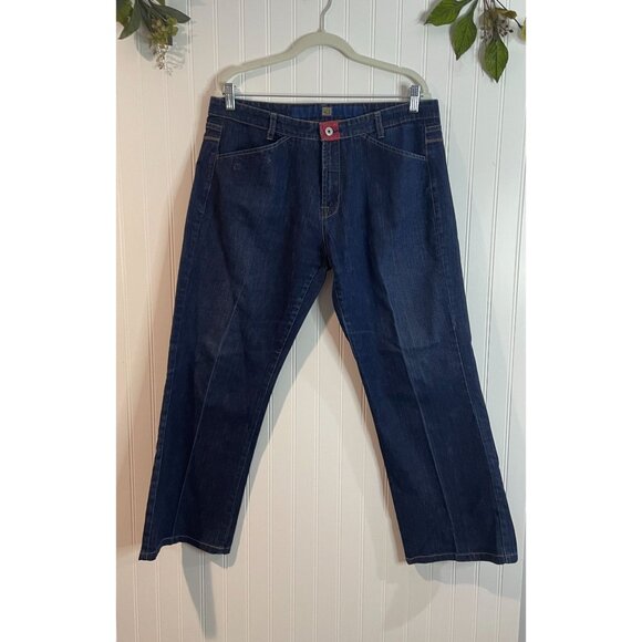 Marithe Francois Girbaud Blue Dark Wash Denim Jeans With Red Stitch Accents 36 - Picture 1 of 15